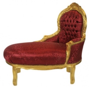 Casa Padrino Barock Kinder Chaiselongue Bordeaux Muster / Gold - Kindermbel