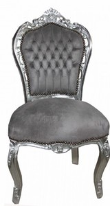 Casa Padrino Barock Esszimmer Stuhl Grau / Silber - Antik Stil - M�bel