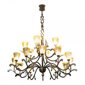 Casa Padrino Barock Schmiedeeisen Kronleuchter 18-Flammig Glas H�ngeleuchte L�ster H�ngelampe Deckenlampe - Burg Schloss Leuchter