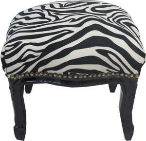 Casa Padrino Barock Fu�hocker Zebra / Schwarz - Antik Stil M�bel - Hocker