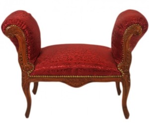 Casa Padrino Barock Schemel Hocker Bordeaux Muster / Braun - Sitzbank M�bel