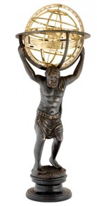 Casa Padrino Luxus Bronze Figur Atlas mit Globus auf Natursteinsockel - Skulptur