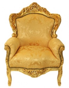 Casa Padrino Barock Sessel King Gold Muster / Gold Bouquet - Mbel Antik Stil