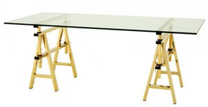 Casa Padrino Luxus Schreibtisch / Sekretr Glas / Gold Architect Art Deco