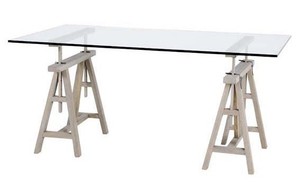 Casa Padrino Luxus Schreibtisch / Sekretr Glas / Eiche Rustikal Architect Art Deco