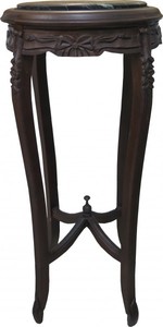 Casa Padrino Barock XL Beistelltisch mit Marmorplatte Rund Braun/Schwarz 91 x 41 cm Antik Stil