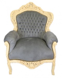 Casa Padrino Barock Sessel King  Grau / Antik Stil Creme - Mbel