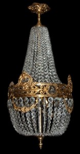 Casa Padrino Barock H�ngeleuchte Glas Kristall / Gold - H�he 90 cm, Durchmesser 40 cm - Decken Leuchte Antik Stil