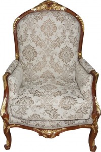 Casa Padrino Barock Salon Sessel Creme / Braun / Gold Mod1 - M�bel Antik Stil - Limited Edition