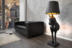 Casa Padrino Luxus Stehleuchte Pferd Schwarz H�he 130 cm, Leuchte - Luxury Collection Pferde Leuchte - Horse Lamp