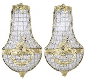 Casa Padrino Barock Wandleuchten Set Kristall Gold - Wandlampe Wand Beleuchtung