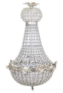 Casa Padrino Barock Kronleuchter Silber mit Glaskristallen 75 x 40 cm Antik Stil - M�bel L�ster Leuchter H�ngeleuchte H�ngelampe