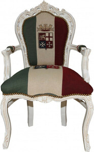 Casa Padrino Barock Esszimmer Stuhl mit Armlehnen Italien / Wei - Antik Stil