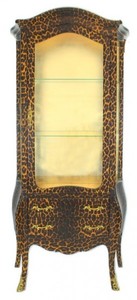 Casa Padrino Barock Vitrine Leopard - Vitrinenschrank - M�bel Wohnzimmer Schrank