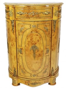 Casa Padrino Empire Kommoden Schrank mit Marmorplatte Vogelaugenahorn - Barock M�bel Kommode