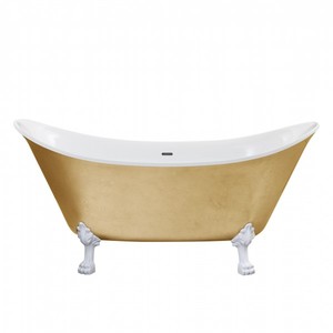 Casa Padrino Jugendstil Badewanne freistehend Gold Modell He-Lyd 1730mm - Freistehende Retro Antik Badewanne Barock Stil
