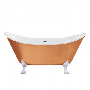 Casa Padrino Jugendstil Badewanne freistehend Kupfereffekt Modell He-Lyd 1730mm - Freistehende Retro Antik Badewanne Barock Stil