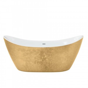 Casa Padrino Art Deco Badewanne freistehend Gold Modell He-Hyl 1730mm - Freistehende Retro Antik Jugendstil Badewanne
