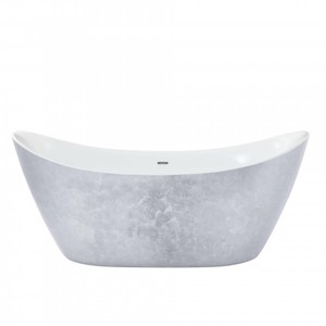 Casa Padrino Art Deco Badewanne freistehend Edelstahleffekt Modell He-Hyl 1730mm - Freistehende Retro Antik Jugendstil Badewanne