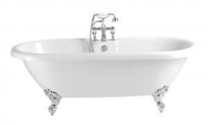 Casa Padrino Jugendstil Badewanne freistehend Wei� Modell He-Bab 1495mm - Freistehende Retro Antik Badewanne Barock Stil