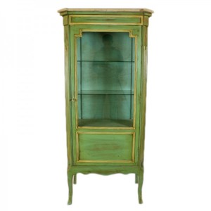 Casa Padrino Barock Vitrine Antik Stil Grn / Gold 160 cm - Vitrinenschrank - Wohnzimmer Schrank - Antik Stil Mbel
