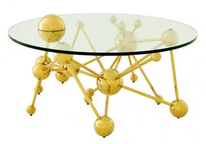 Casa Padrino Luxus Couchtisch Edelstahl / Glas Gold Astronomy - Art Deco Wohnzimmer Tisch