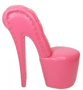 Casa Padrino High Heel Sessel mit Dekosteinen Rosa Luxus Design - Designer Sessel - Club Mbel - Schuh Stuhl Sessel