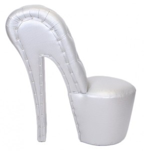 Casa Padrino High Heel Sessel mit Dekosteinen Silber Luxus Design - Designer Sessel - Club Mbel - Schuh Stuhl Sessel
