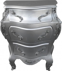 Casa Padrino Barock Kommode Silber B68 H79.5 cm - Handgefertigte Mbel