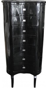 Casa Padrino Barock Kommode Schwarz Hochglanz mit 7 Schubladen Oval - Antik Stil