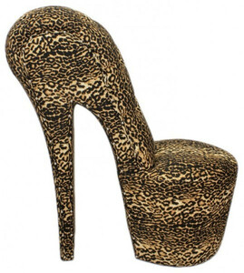 Casa Padrino High Heel Sessel Schuh Sessel mit Dekosteinen Leopard - Designer Sessel - Club M�bel Stuhl