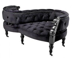 Casa Padrino Luxus Barock Doppel Sitzbank Schwarz / Schwarz Klavierlack - Doppelsofa - Luxury Collection