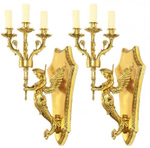 Casa Padrino Barock Wandleuchten Set Gold - Wandlampe Wand Beleuchtung (2 Leuchten)