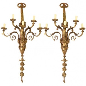Casa Padrino Barock Wandleuchten Set Bronze Oxidiert Antik Stil - Wandlampe Wand Beleuchtung (2 Leuchten)