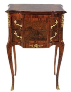 Casa Padrino Barock Kommode Mahagoni / Gold mit 2 Schubladen - Nachtschrank Antik Stil