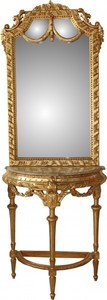 Casa Padrino Barock Spiegelkonsole in Gold mit Marmorplatte  Mod4 - Antik Look