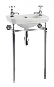 Casa Padrino Jugendstil Stand G�ste WC Waschtisch Wei� / Chrom B 51cm mit 2 Hahnl�chern Mod2 - Art Deco Waschbecken Barock Antik Stil