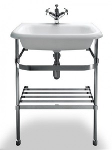 Casa Padrino Jugendstil Stand Waschtisch Naturstein Wei� / Edelstahl B 65cm - Art Deco Waschbecken Barock Antik Stil