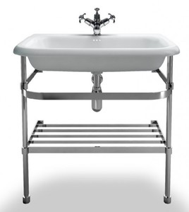 Casa Padrino Jugendstil Stand Waschtisch Naturstein Wei� / Edelstahl B 75cm - Art Deco Waschbecken Barock Antik Stil