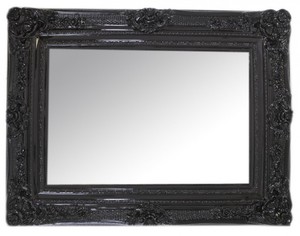 Casa Padrino Barock Wandspiegel Schwarz H�he 130 cm, Breite 96 cm - Edel & Prunkvoll