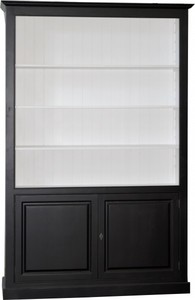 Casa Padrino Luxus B�cherschrank Schwarz / Wei� B 168 x H 254 cm B�cherregal Regal Schrank - Art Deco Jugendstil Hotel M�bel