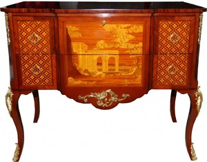 Casa Padrino Barock Luxus Kommode Braun/Gold aus massivem Eichenholz B 108 cm, H 88,5 cm, T 58 cm - Barock M�bel