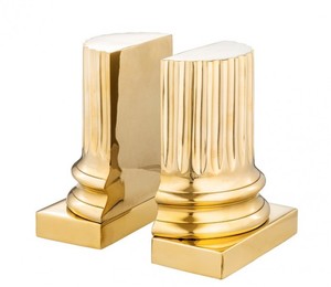 Casa Padrino Luxus B�cherst�tzen Set S�ule Gold - Messing poliert - B�cherst�tze - Book End - Luxus Kollektion - Art Deco