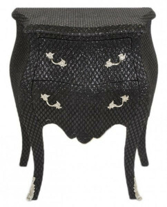 Casa Padrino Barock Kommode Schwarz / Glitzerlook H 71 cm, B 60 cm, T 38 cm - Nachttisch Kommode