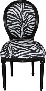 Casa Padrino Barock Esszimmer Stuhl Medallion Zebra Muster / Schwarz - Barock M�bel - Limited Edition