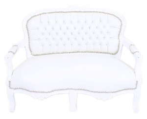 Casa Padrino Barock Kinder Sitzbank Wei� Lederoptik / Wei� Antik Stil Kinder Sofa