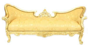 Casa Padrino Barock Sofa Garnitur Vampire Gold Blumen Muster / Gold - Antik Design Mbel Couch Wohnzimmer