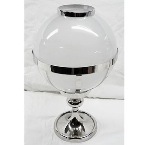 Casa Padrino Laterne Messing vernickelt / Glas Vintage Kugel Design H41 cm-  Kerzenleuchter