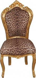 Casa Padrino Barock Esszimmer Stuhl Leopard/Gold Mod2 - Barock M�bel