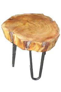 Casa Padrino Beistelltisch Akazien Holz / Eisen 33 - 45 cm - Industrial M�bel Hocker Tisch